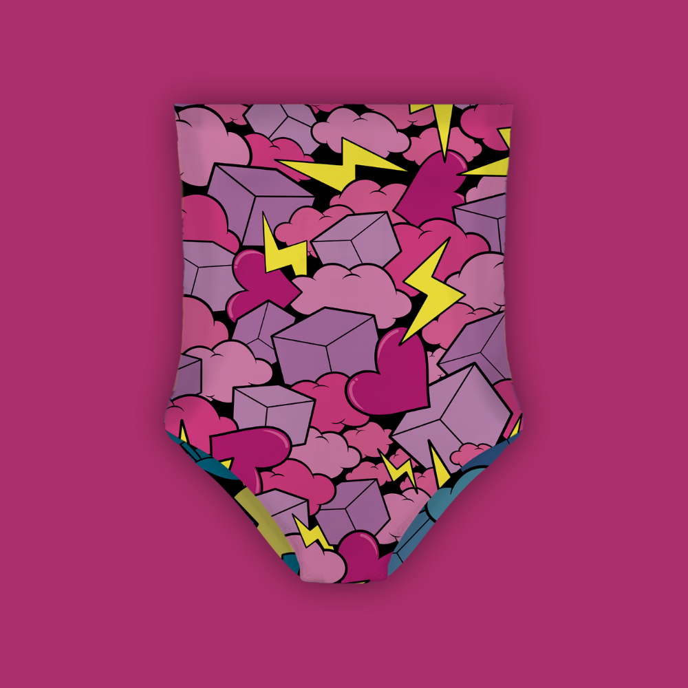 Maillot 1 pièce Réversible Happy Rose