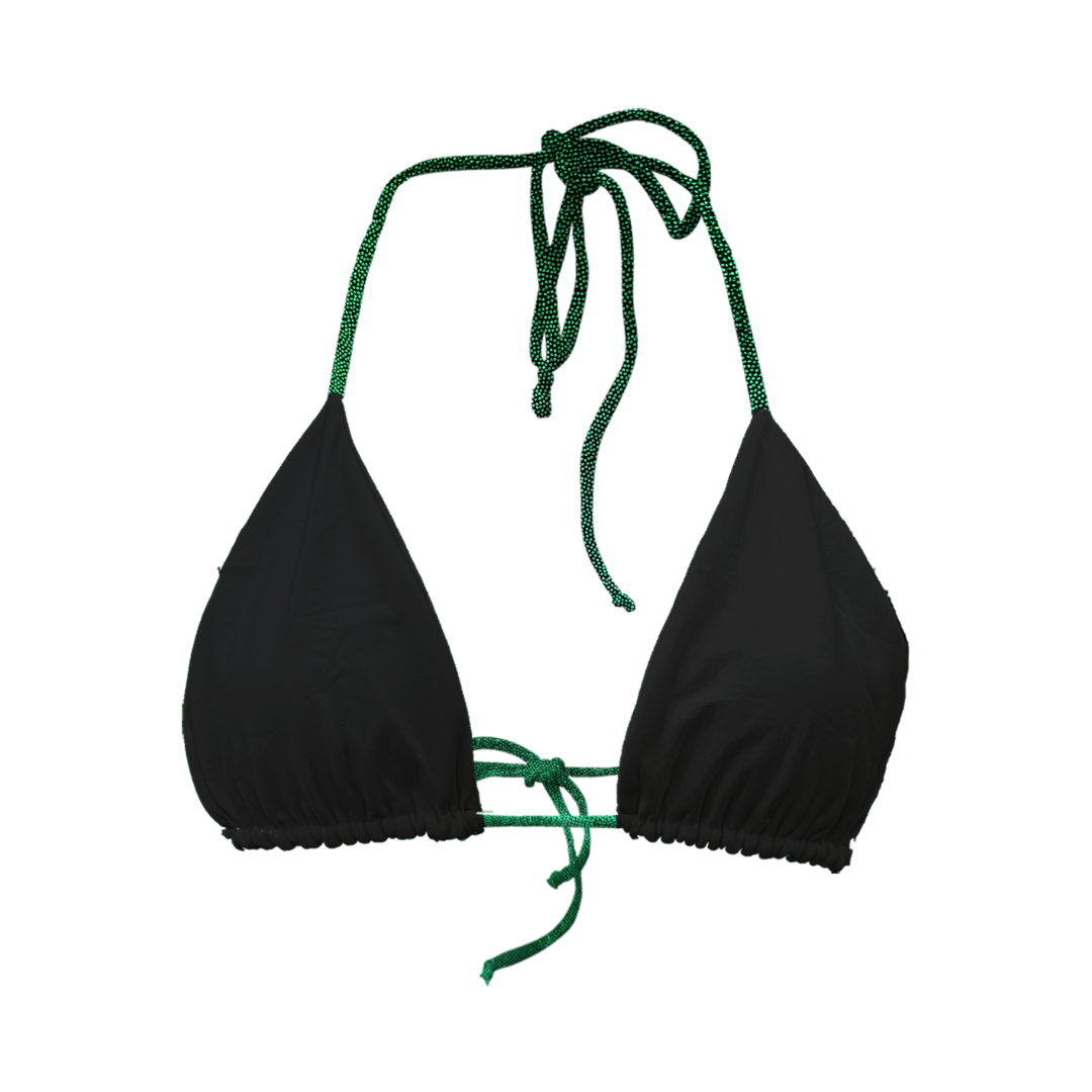 Top Triangle vert pailleté / noir